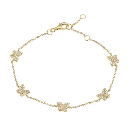 14kt Gold 0.40 CTW Diamond Butterfly Station Bracelet