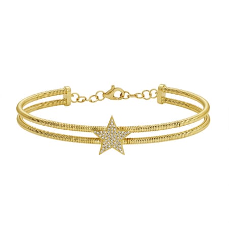 14kt Gold 0.12 CTW Skinny Omega Chain Star Diamond Bangle