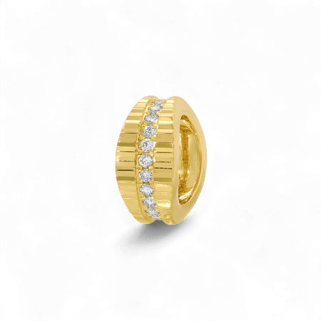 14k Yellow Gold 0.21 CTW Diamond Border Fluted Rondelle