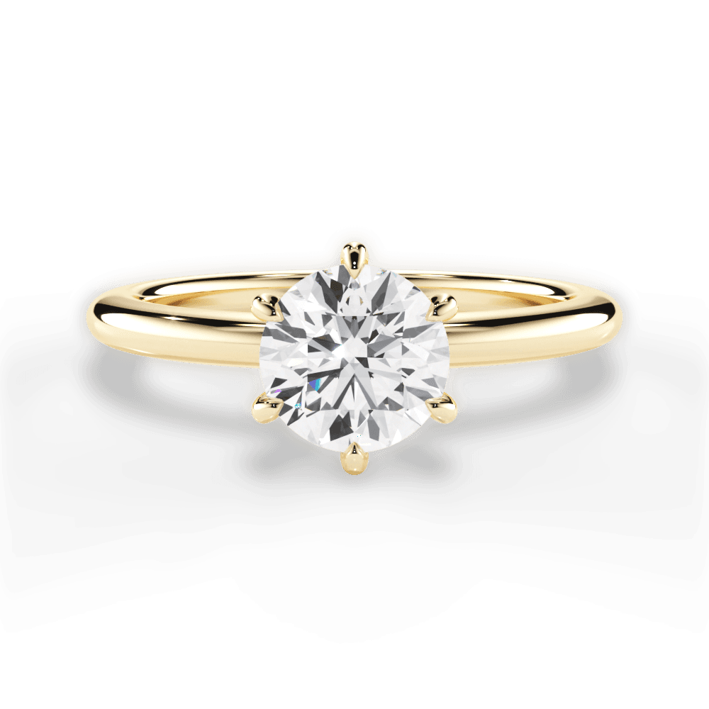 The Una Round Cut 18kt Yellow Gold Classic Six-Prong Solitaire Engagement Ring