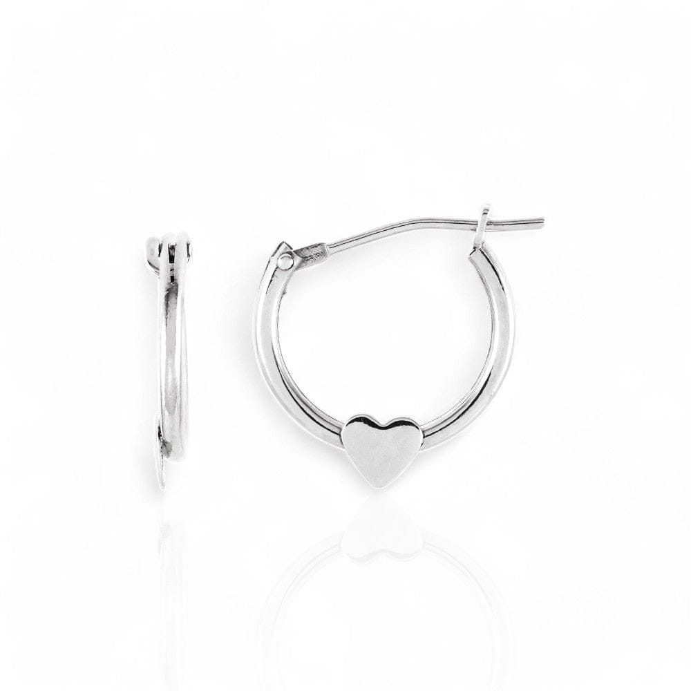14kt Gold Children's Heart Hinged Hoop Earrings (12.5mm)