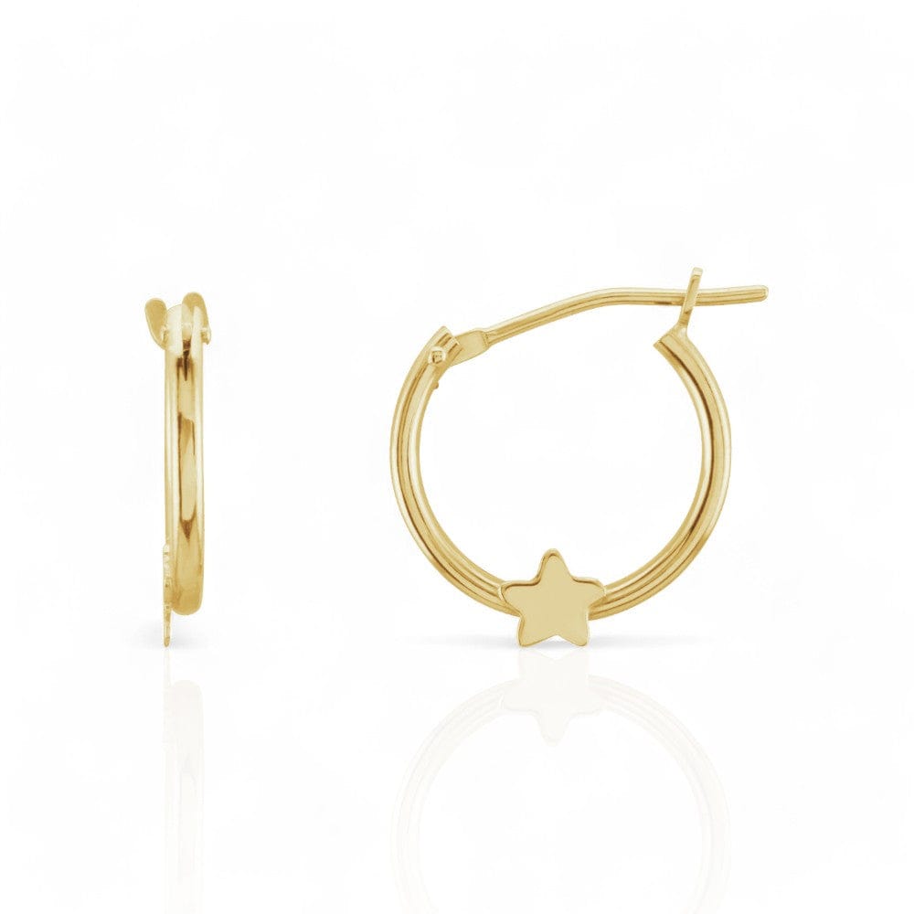 14kt Gold Children's Star Hinged Hoop Earrings (12.5mm)