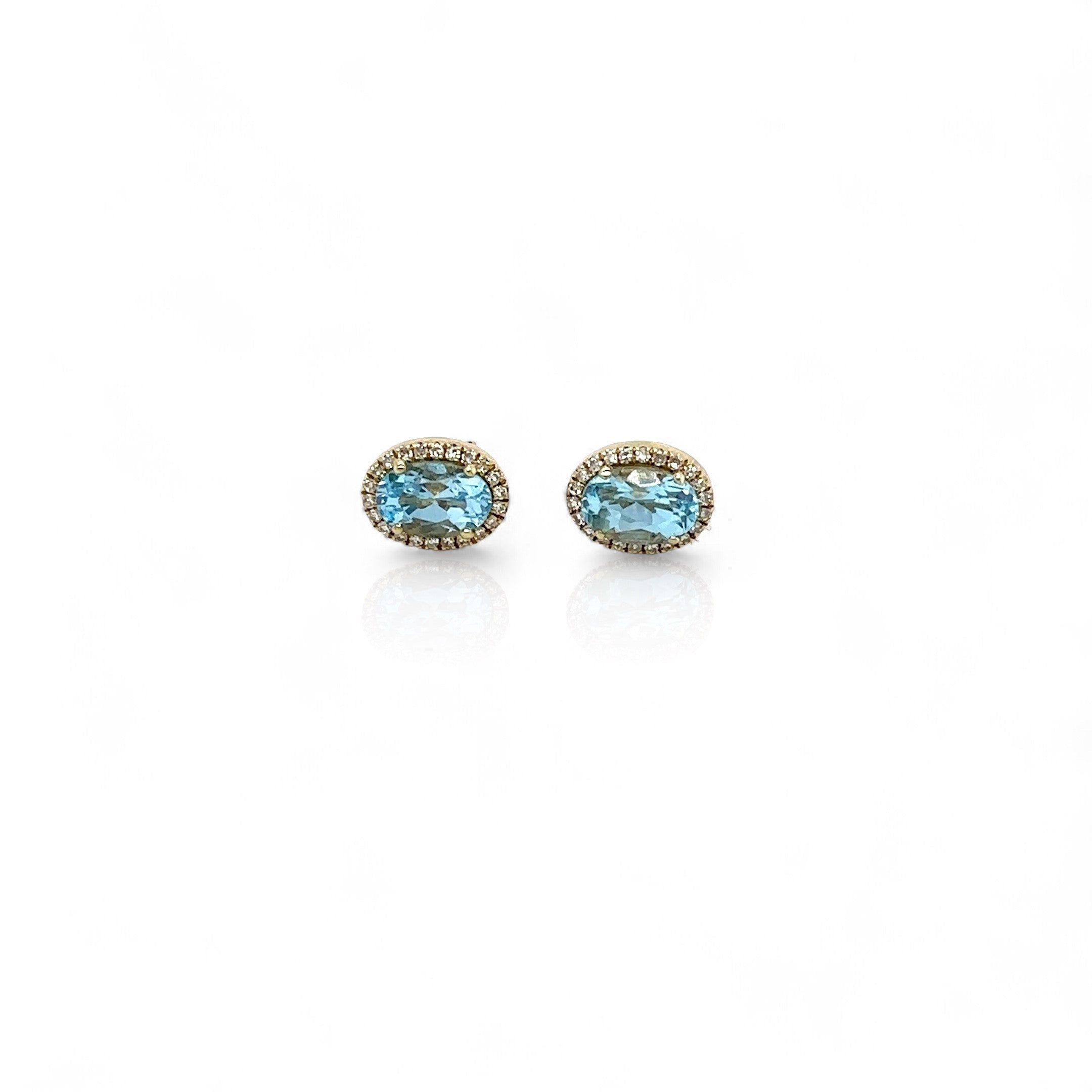 Meira T 14kt Gold 1.35 CTW Blue Topaz & Diamond Halo Studs