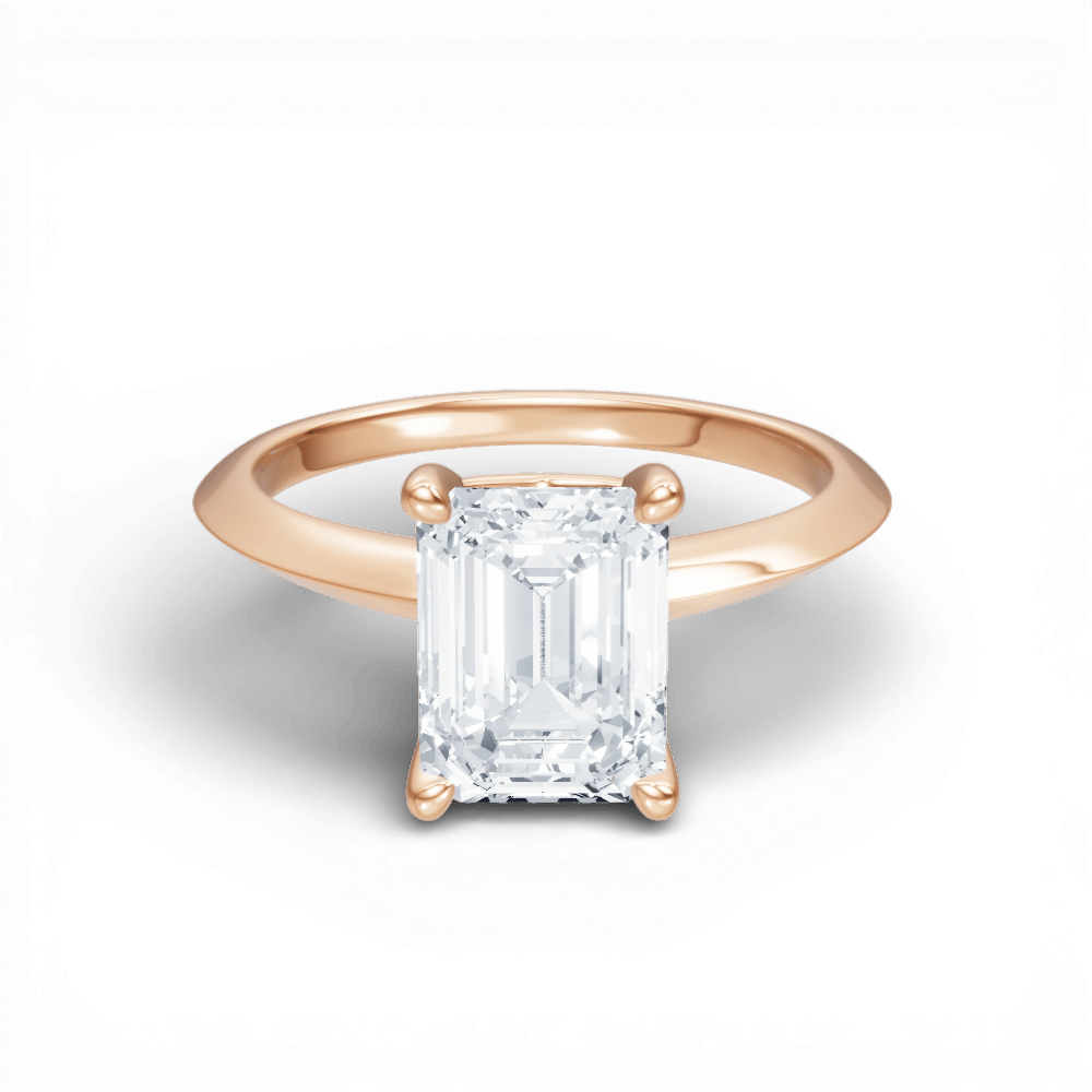 The Orielle Emerald Cut 18kt Rose Gold Four-Prong Solitaire Engagement Ring
