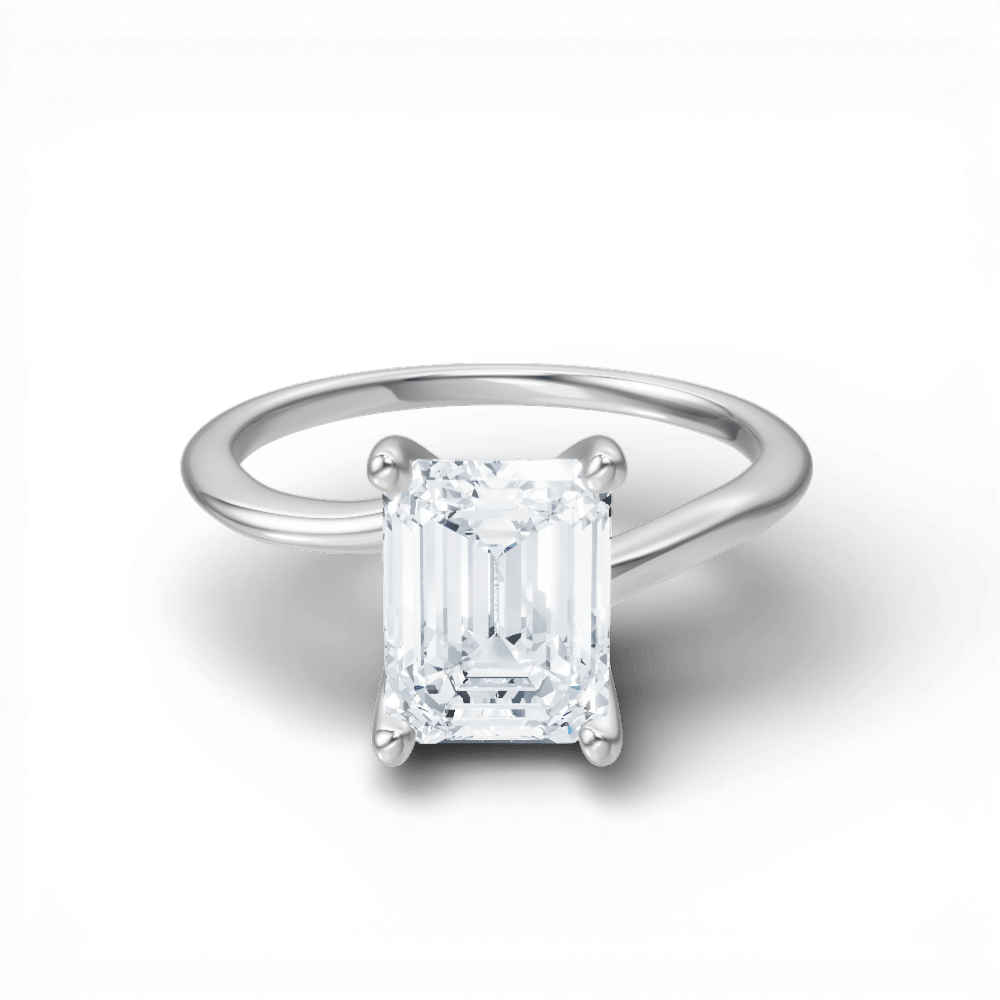 The Geneva Emerald Cut 14kt White Gold Four-Prong Solitaire Engagement Ring