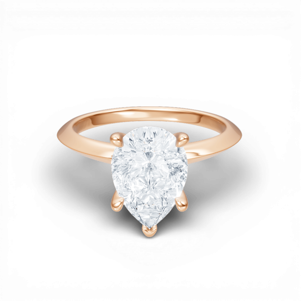 The Teya Pear Cut 18kt Rose Gold Four-Prong Solitaire Engagement Ring