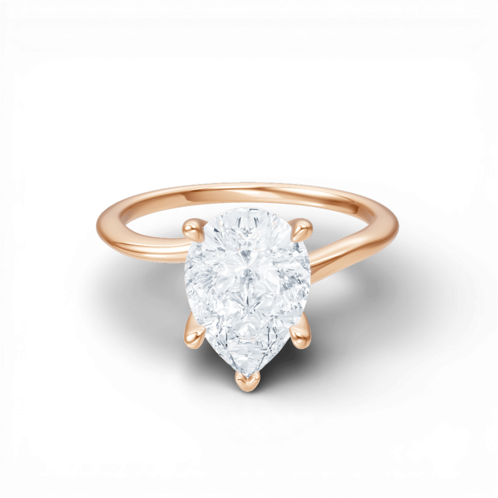 The Geneva Pear Cut 18kt Rose Gold Four-Prong Solitaire Engagement Ring