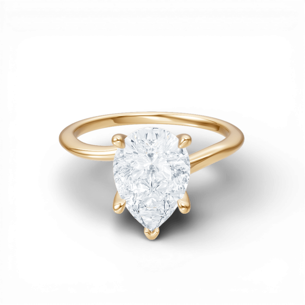 The Geneva Pear Cut 14kt Yellow Gold Four-Prong Solitaire Engagement Ring
