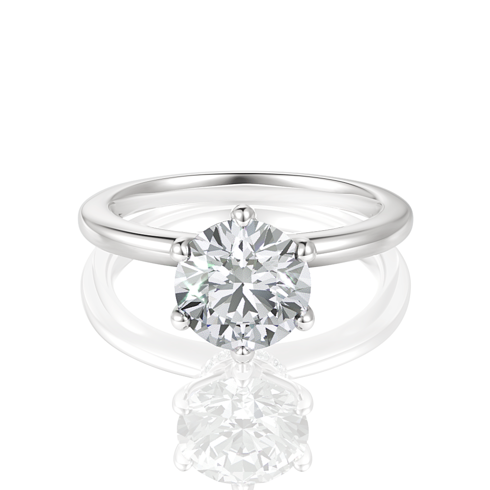 The Olympia Round Cut Platinum Six-Prong Diamond Collar Solitaire Engagement Ring