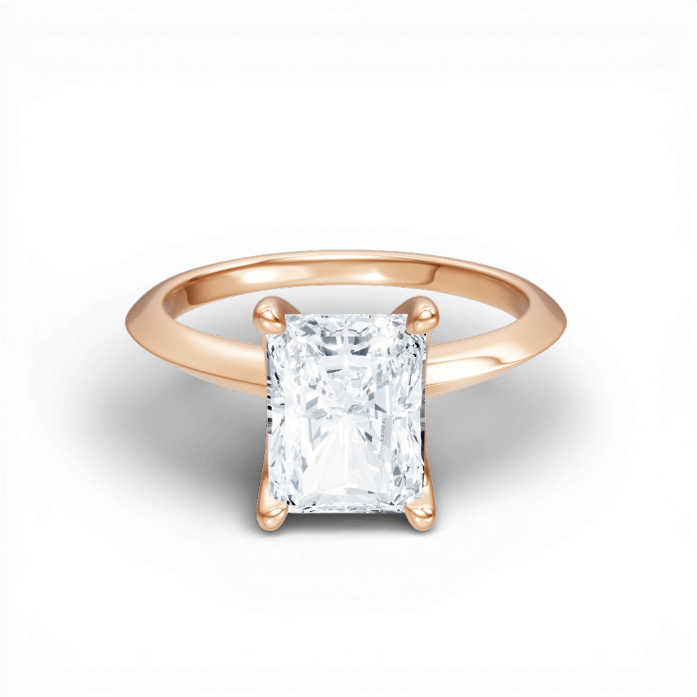 The Teya Radiant Cut 18kt Rose Gold Four-Prong Solitaire Engagement Ring
