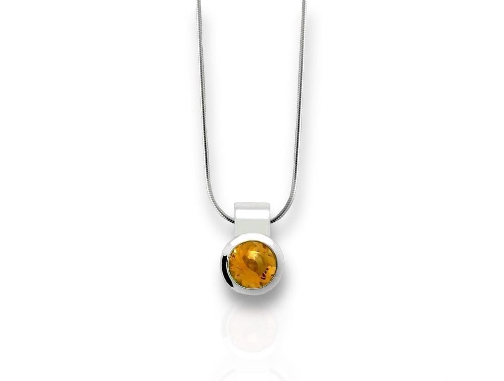Sterling Silver 8mm Round Bezel Gemstone Necklace
