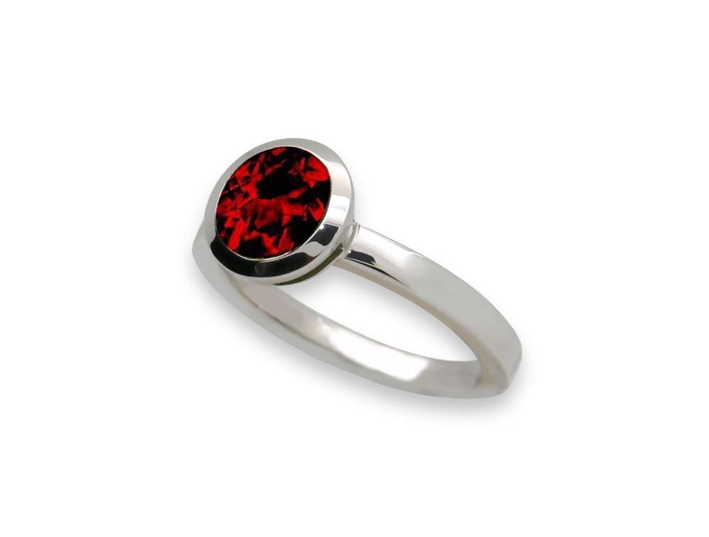 Sterling Silver 8mm Round Bezel Gemstone Ring - Size 7