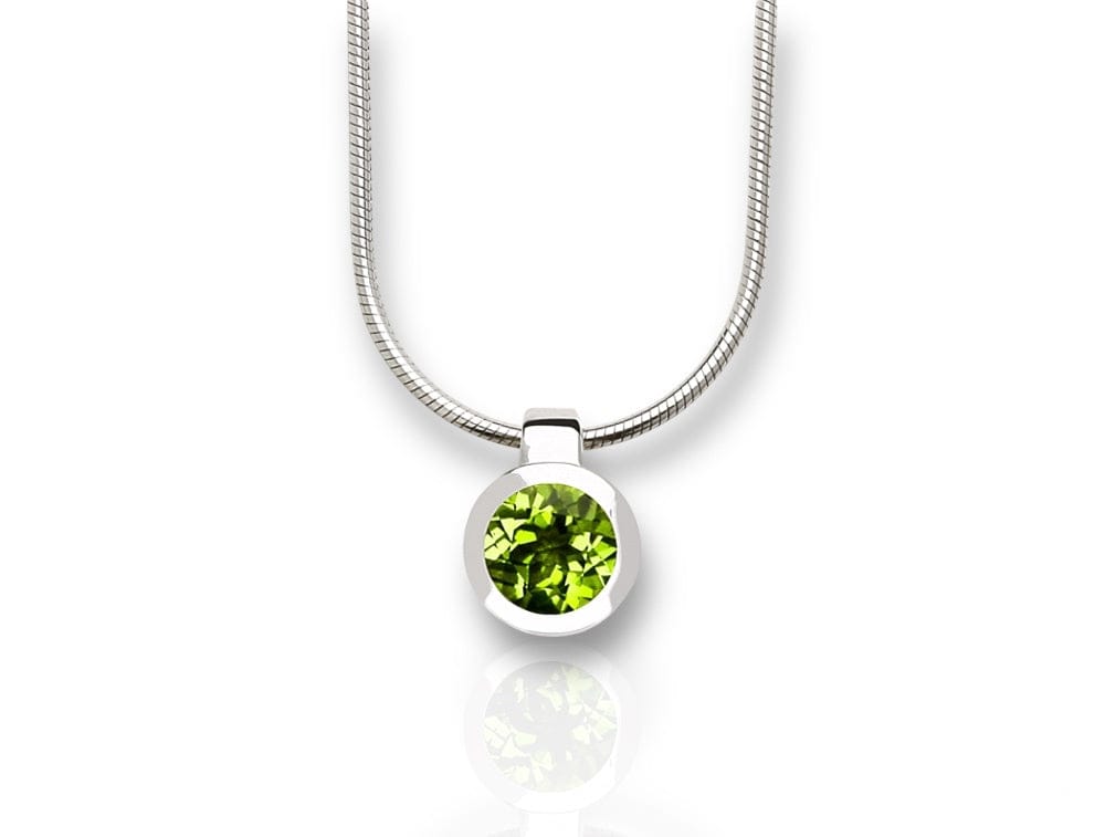 Sterling Silver 6mm Round Bezel Gemstone Necklace