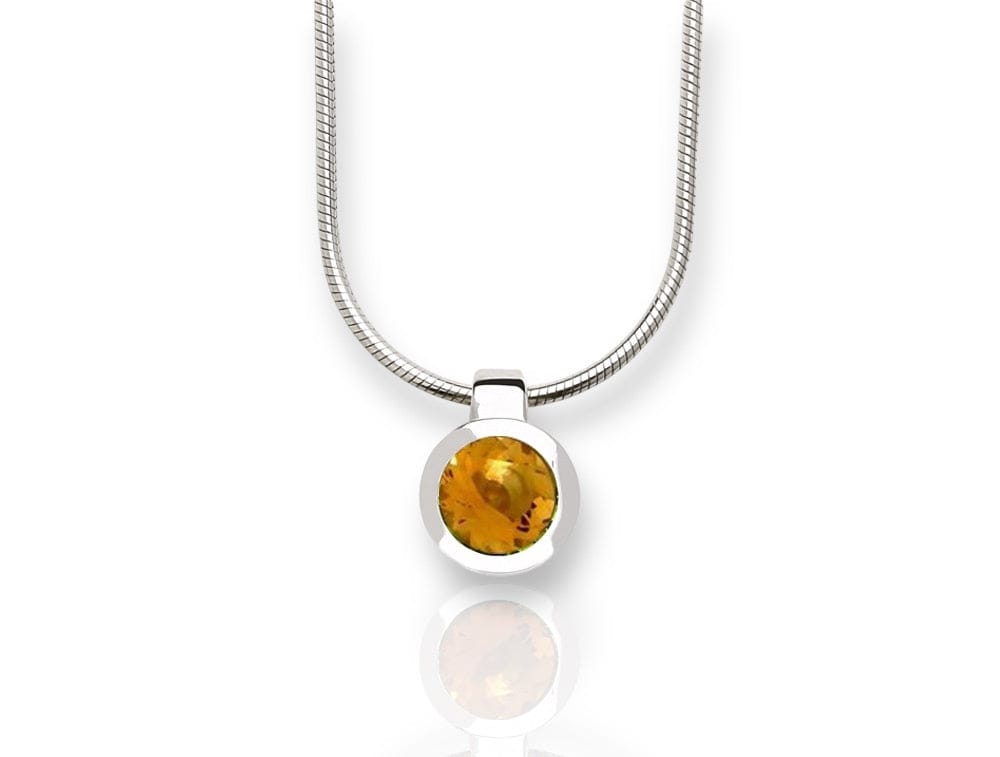 Sterling Silver 6mm Round Bezel Gemstone Necklace