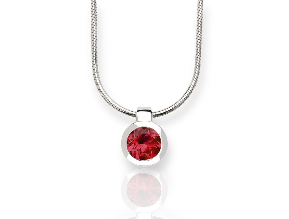 Sterling Silver 6mm Round Bezel Gemstone Necklace