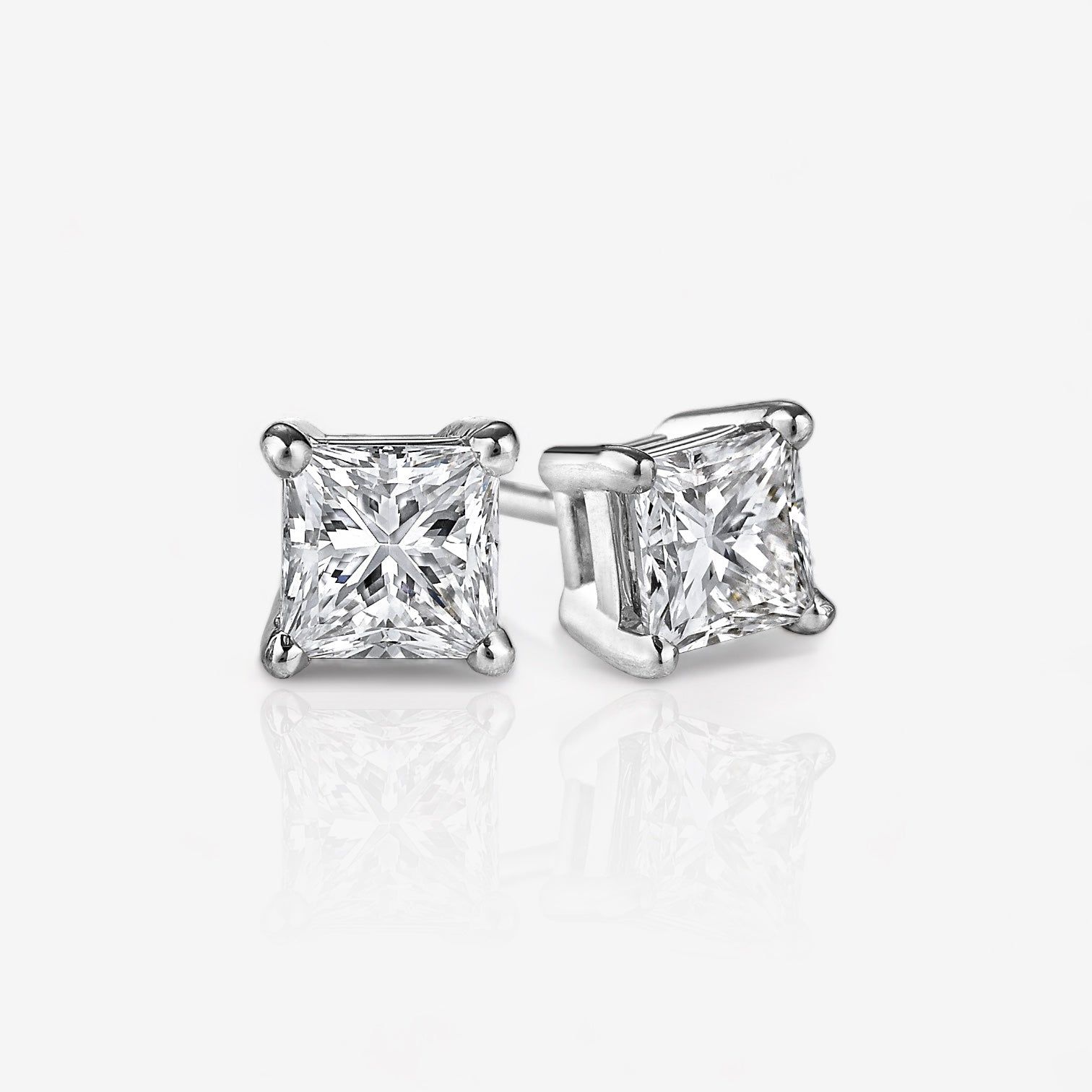 Custom Princess-Cut Diamond Stud Earrings
