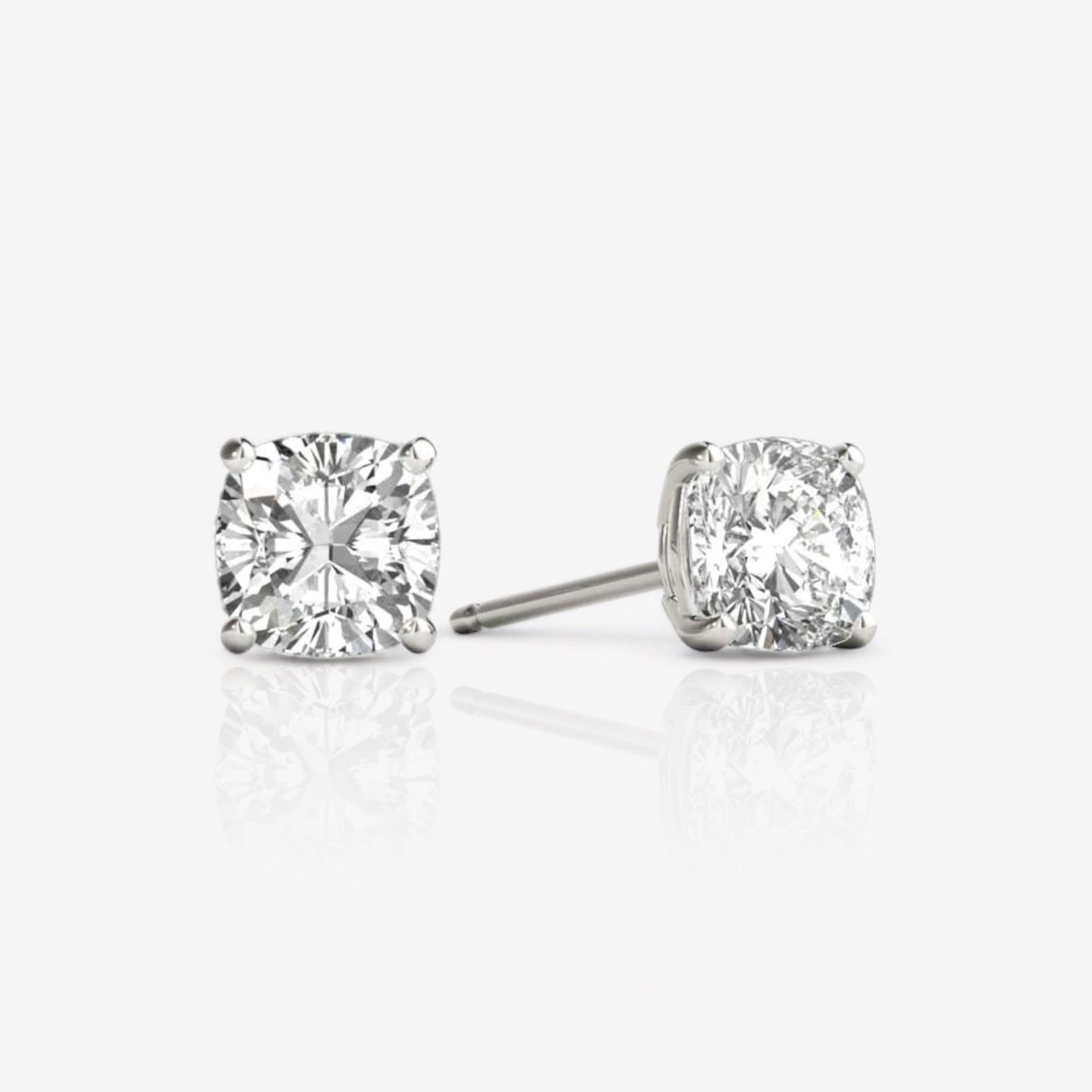 Custom Cushion-Cut Diamond Stud Earrings