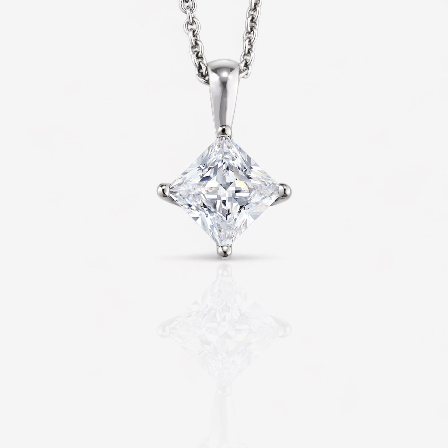 Design Your Own Princess Cut Solitaire Diamond Pendant Setting