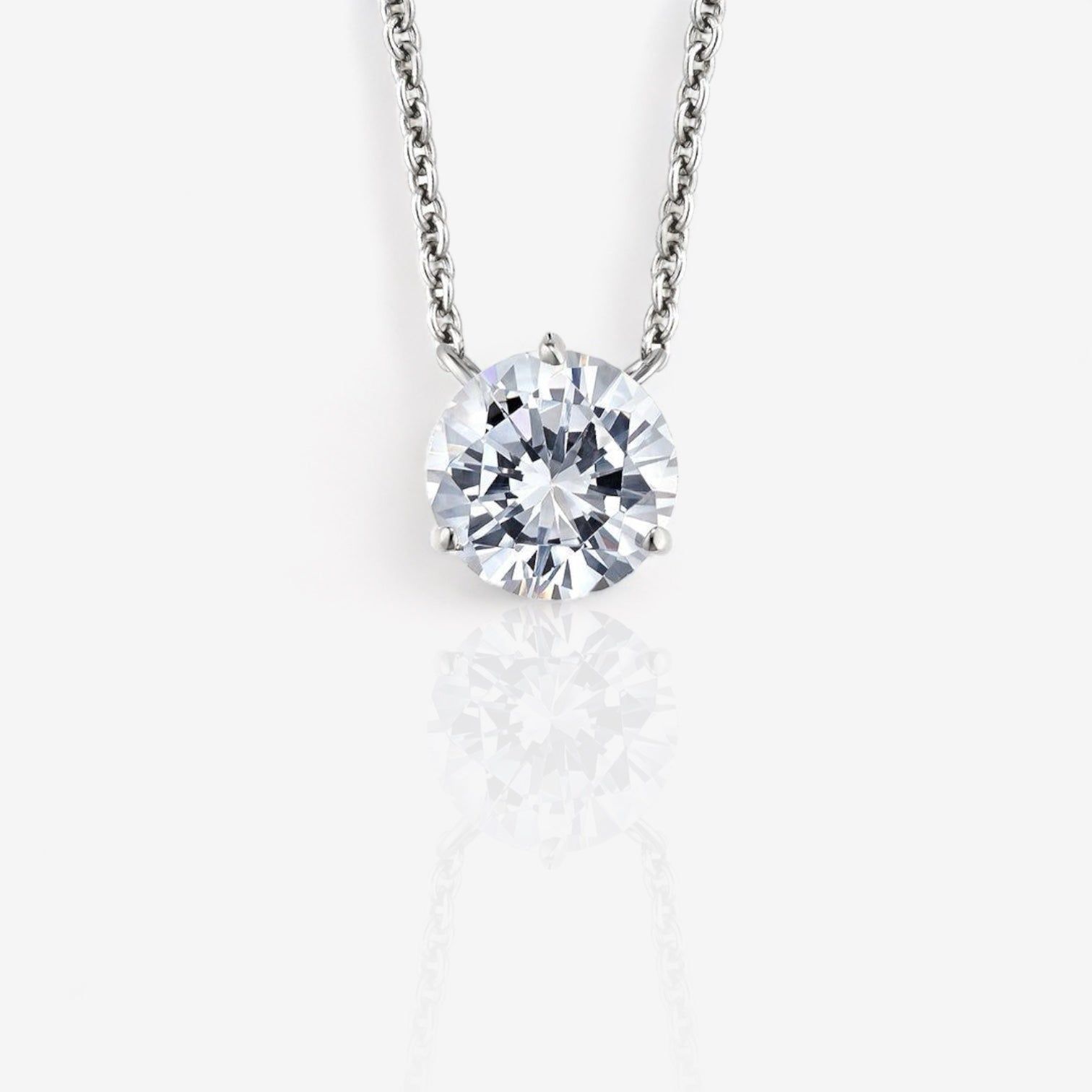 Three-Prong Martini Lab-Grown Round Stationary Diamond Pendant