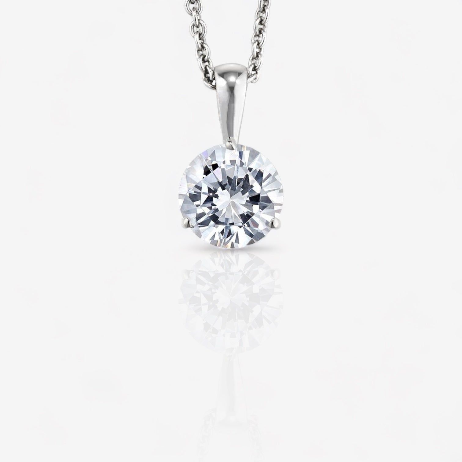 Design Your Own Three-Prong Round Solitaire Diamond Pendant Setting