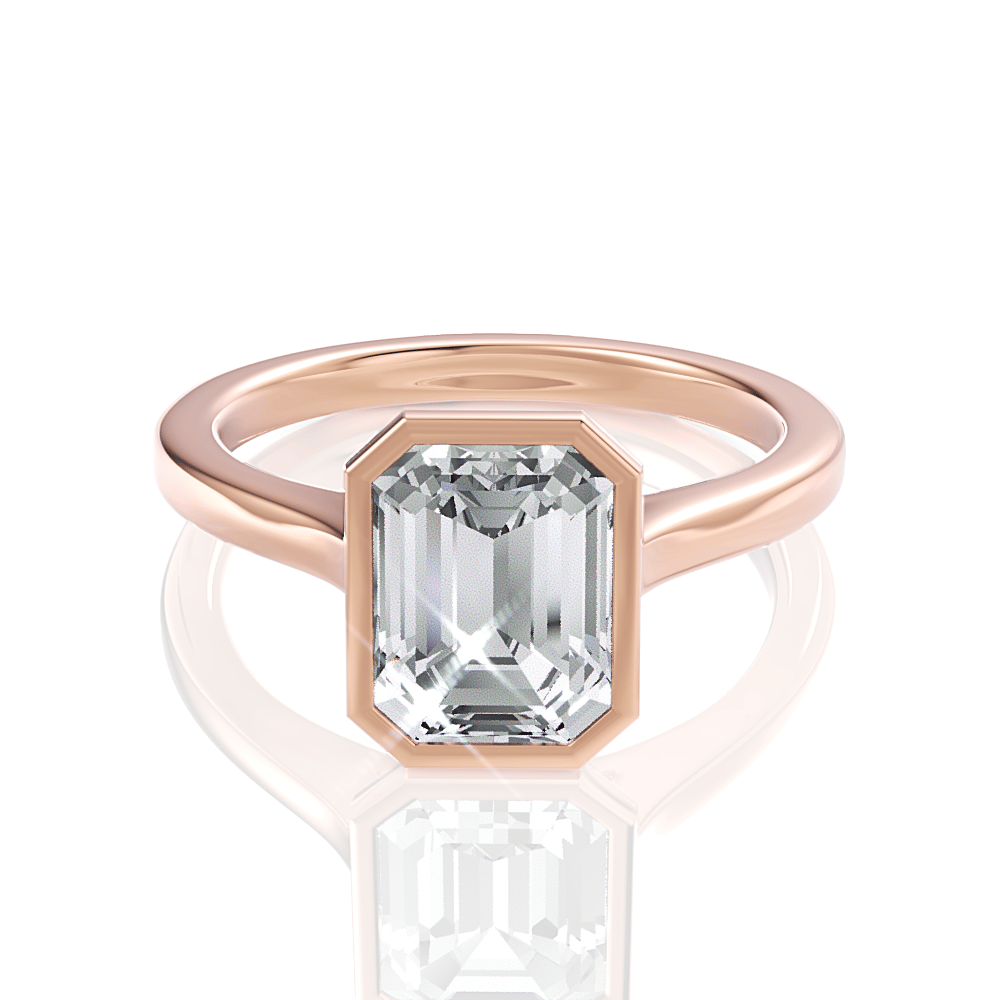 The Dara Emerald Cut 18kt Rose Gold Bezel-Set Solitaire Engagement Ring
