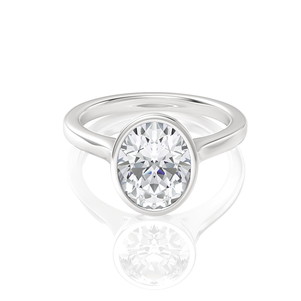 The Dara Oval Cut Platinum Bezel-Set Solitaire Engagement Ring