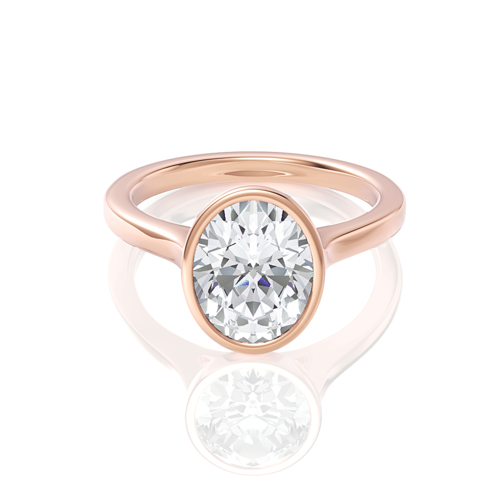 The Dara Oval Cut 18kt Rose Gold Bezel-Set Solitaire Engagement Ring