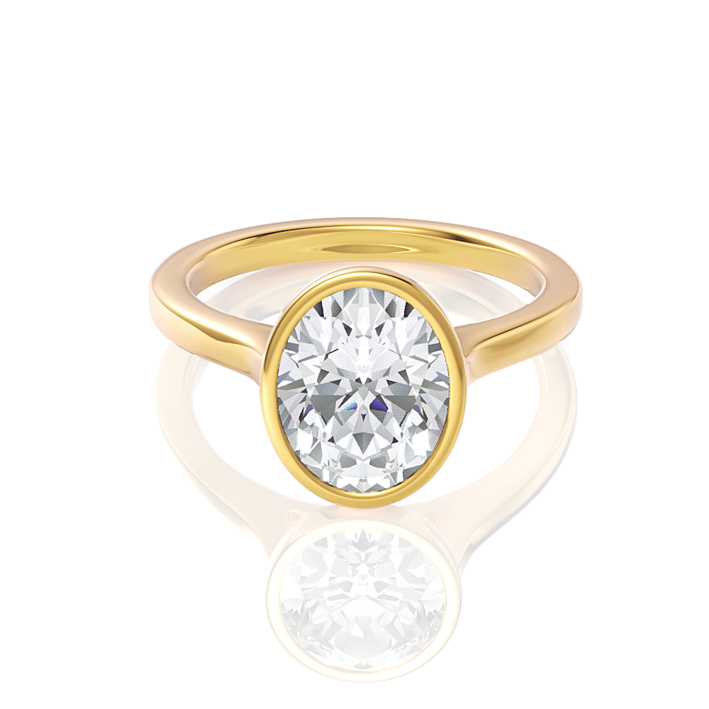 The Dara Oval Cut 18kt Yellow Gold Bezel-Set Solitaire Engagement Ring