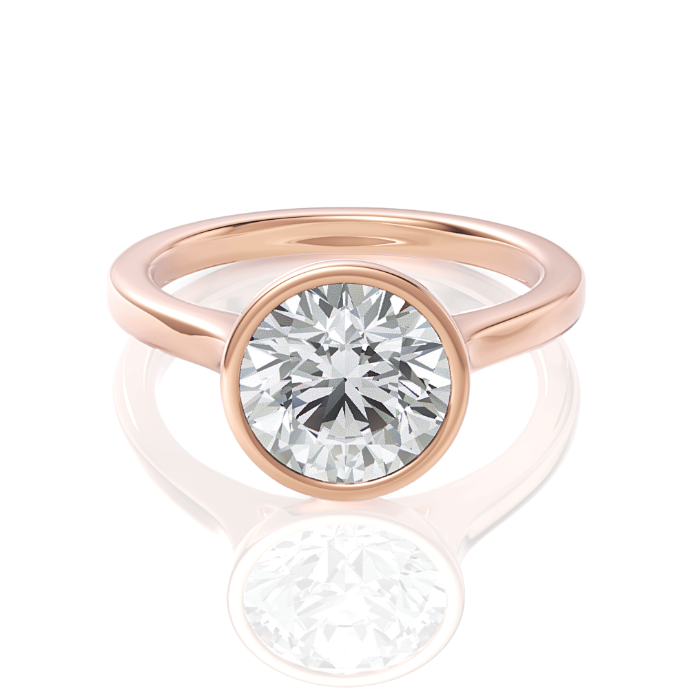 The Dara Round Cut 18kt Rose Gold Bezel-Set Solitaire Engagement Ring