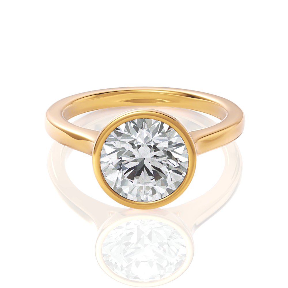The Dara Round Cut 18kt Yellow Gold Bezel-Set Solitaire Engagement Ring