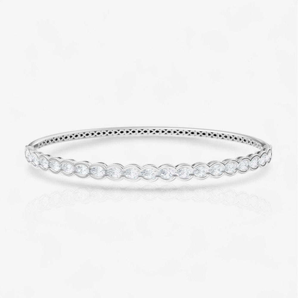 Half Bezel Pear Cut Lab-Grown Diamond Bangle Bracelet