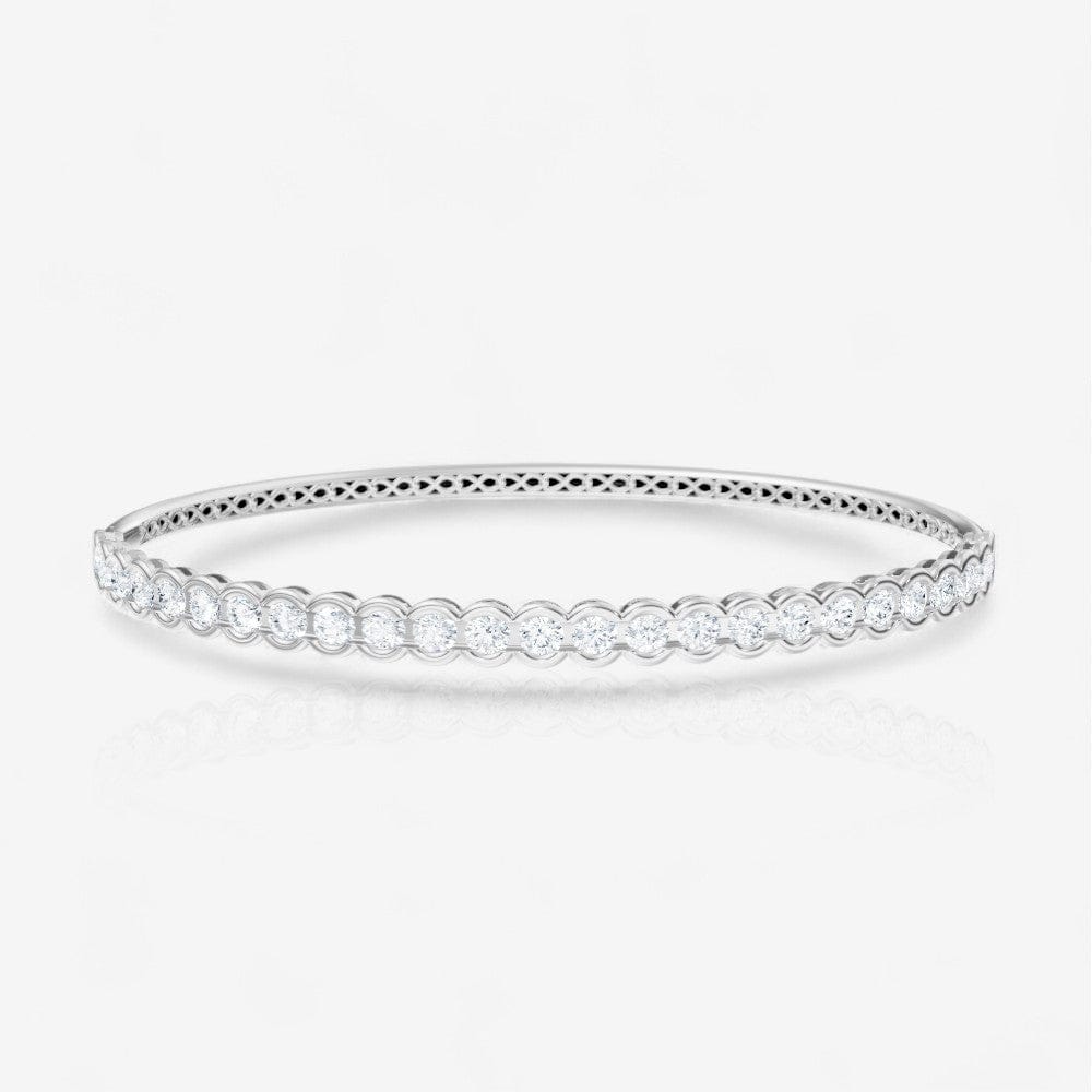 Half Bezel Round Cut Lab-Grown Diamond Bangle Bracelet