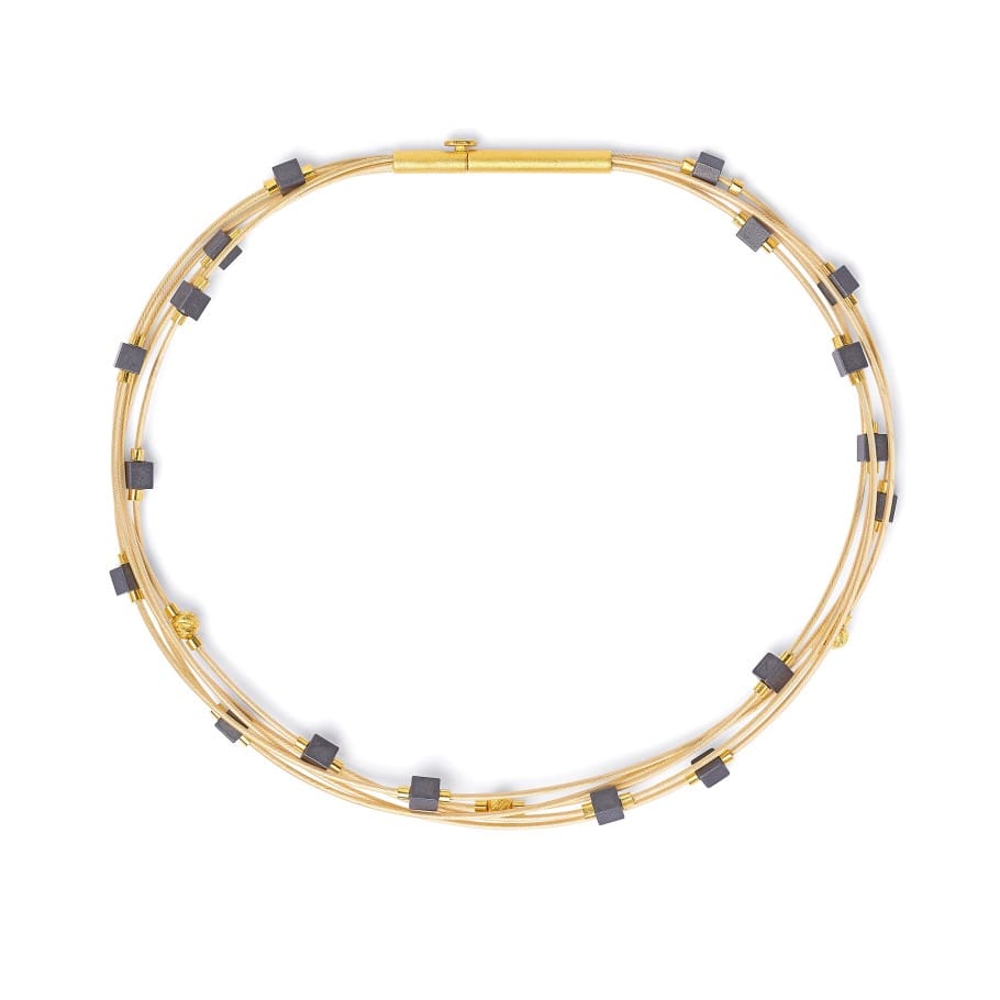 Bernd Wolf 24kt Gold Plated Cubetina Hematite Bracelet