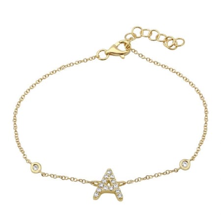 14kt Gold 0.07 CTW Diamond Initial Bracelet - A