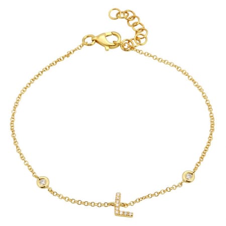 14kt Gold 0.06 CTW Diamond Initial Bracelet - L