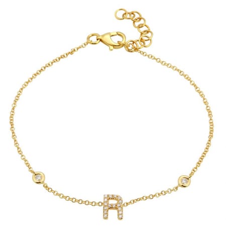 14kt Gold 0.08 CTW Diamond Initial Bracelet - R