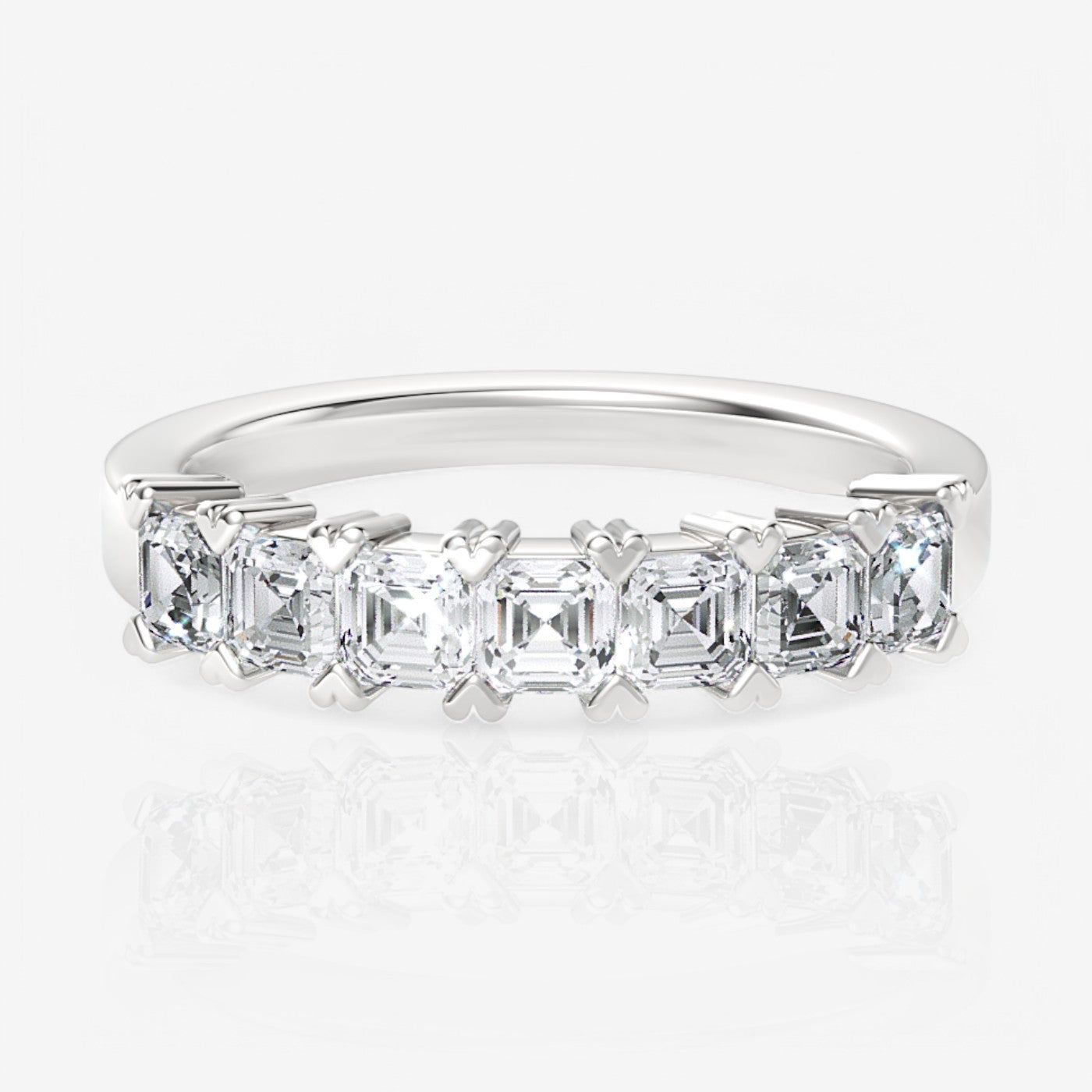 Seven-Stone Asscher Lab Diamond Wedding Ring