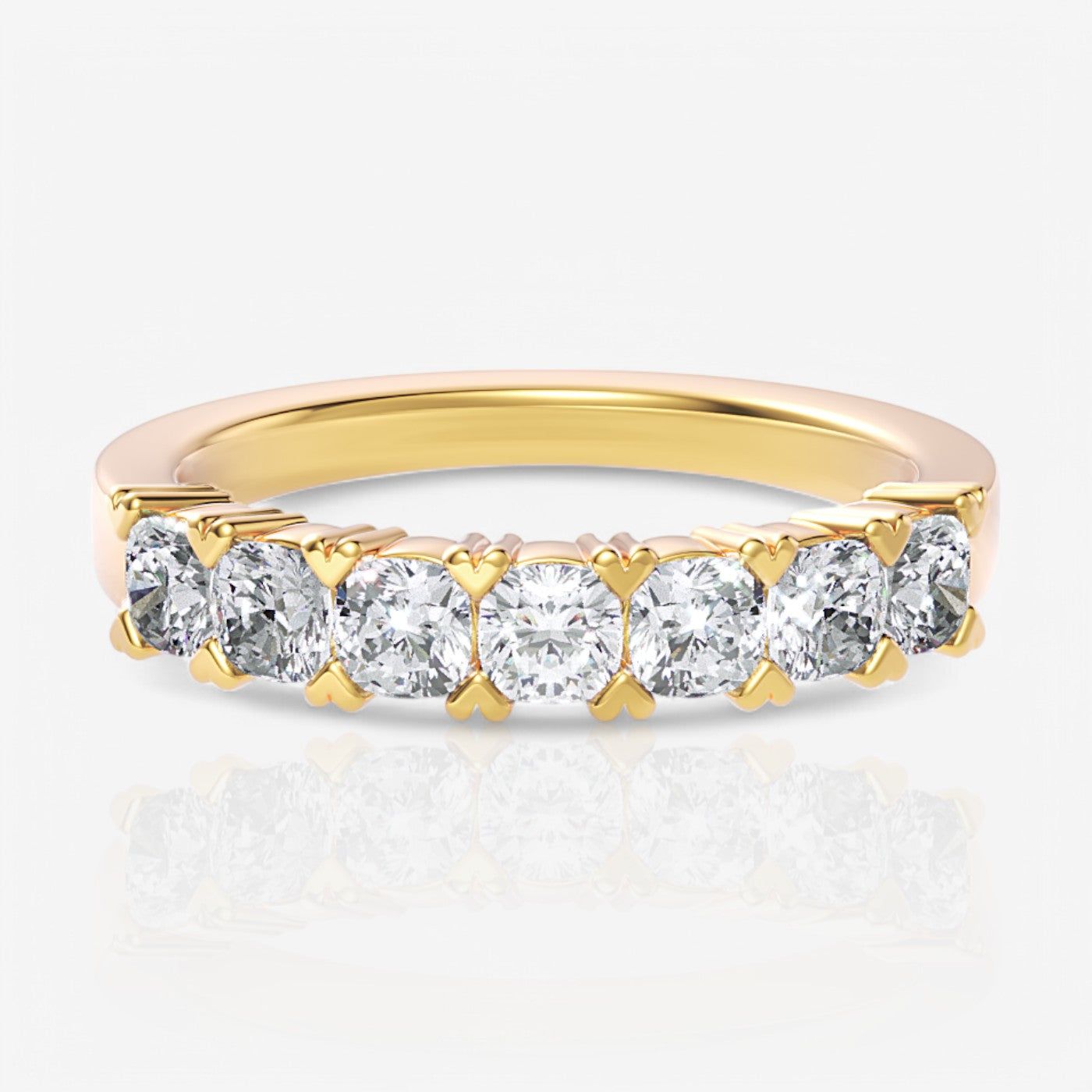 Seven-Stone Cushion Lab-Grown Diamond Wedding Ring