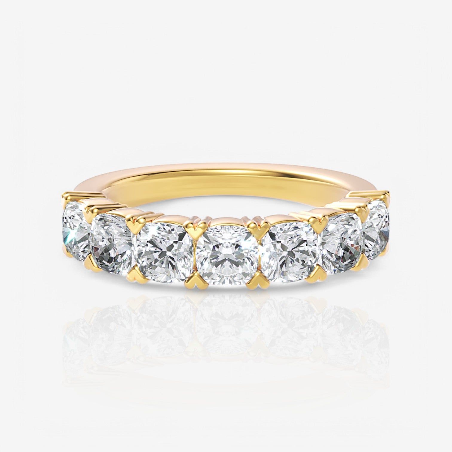 Seven-Stone Cushion Lab-Grown Diamond Wedding Ring