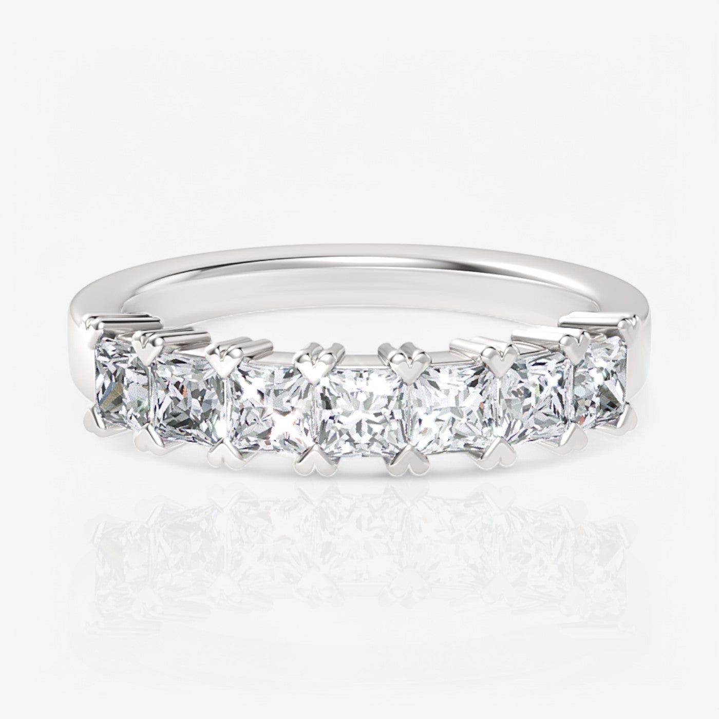 Seven-Stone Princess Lab Diamond Wedding Ring