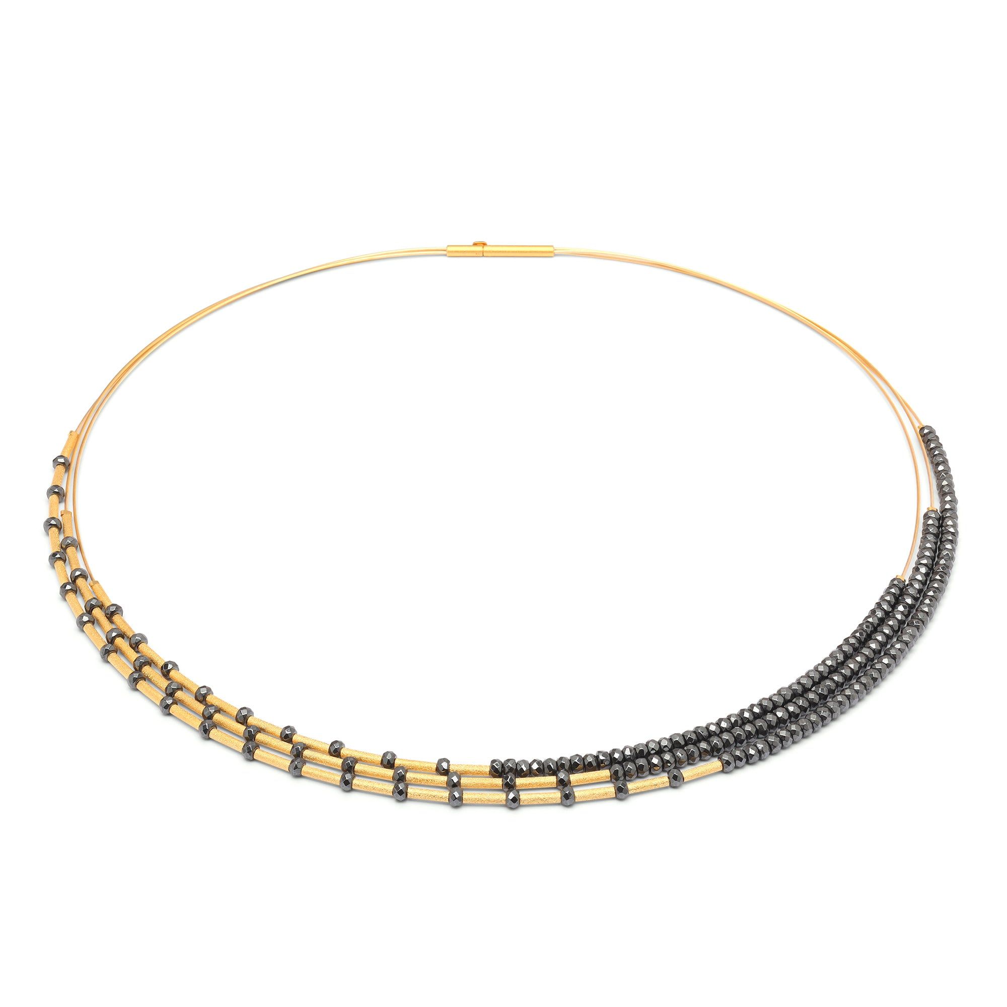 Bernd Wolf 24kt Gold Plated Clea Hematite Necklace