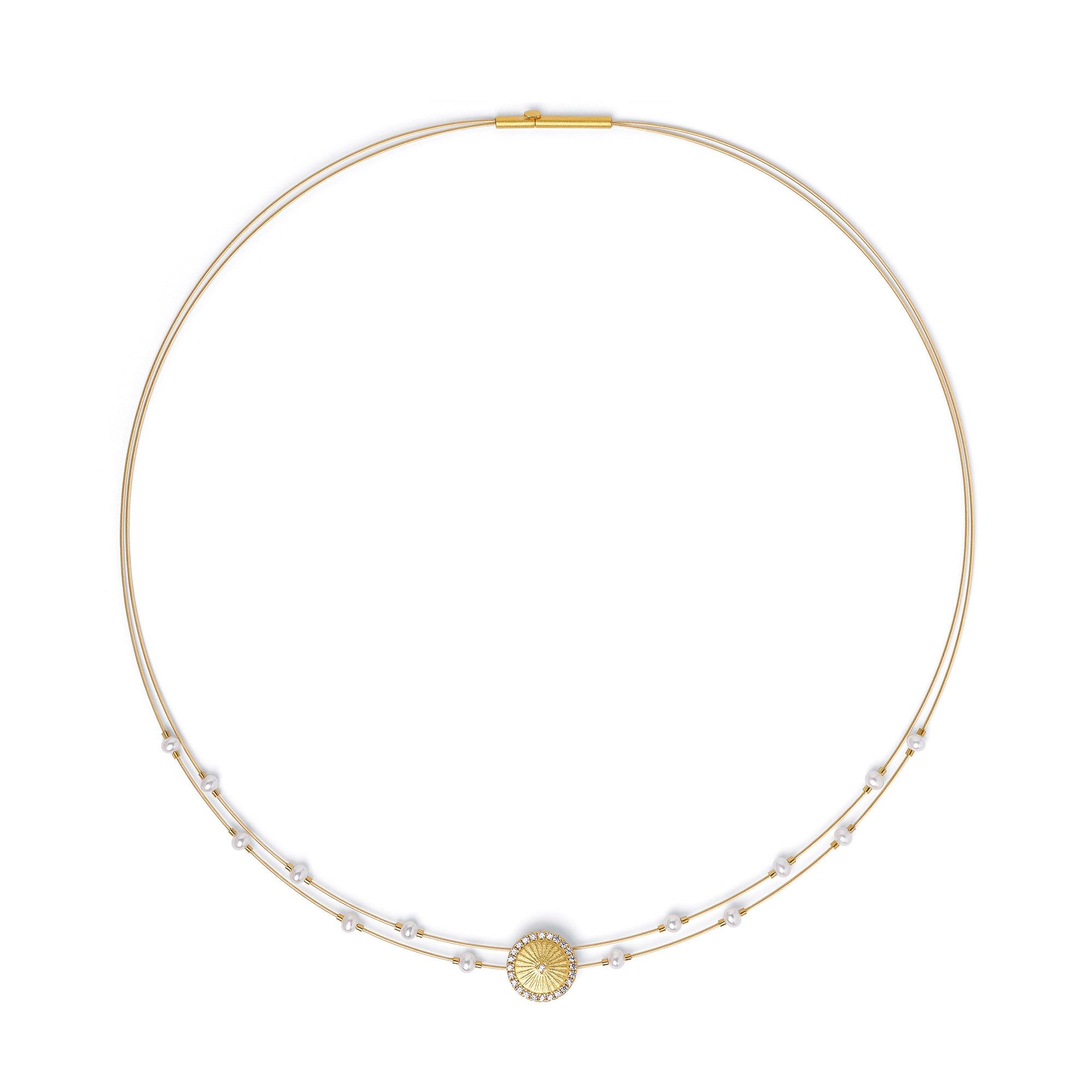 Bernd Wolf 24kt Gold Plated Solaris Pearl Sun & Moon Necklace