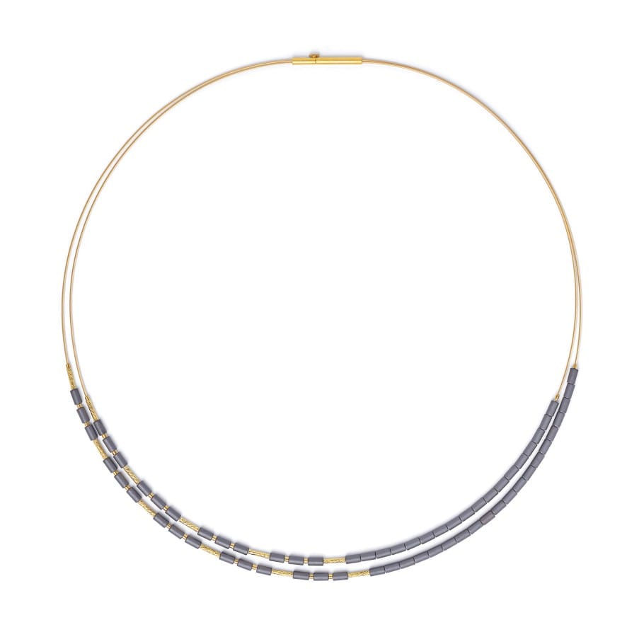 Bernd Wolf 24kt Gold Plated Clanis Hematite Necklace