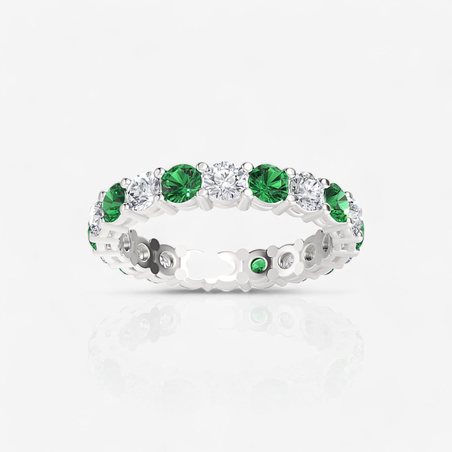 Alternating Emerald & Diamond Eternity Band