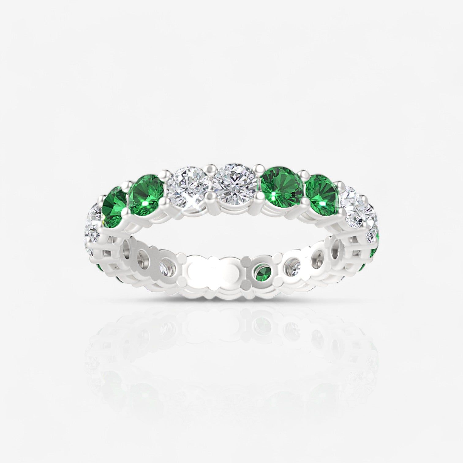 Alternating Emerald & Diamond Eternity Band