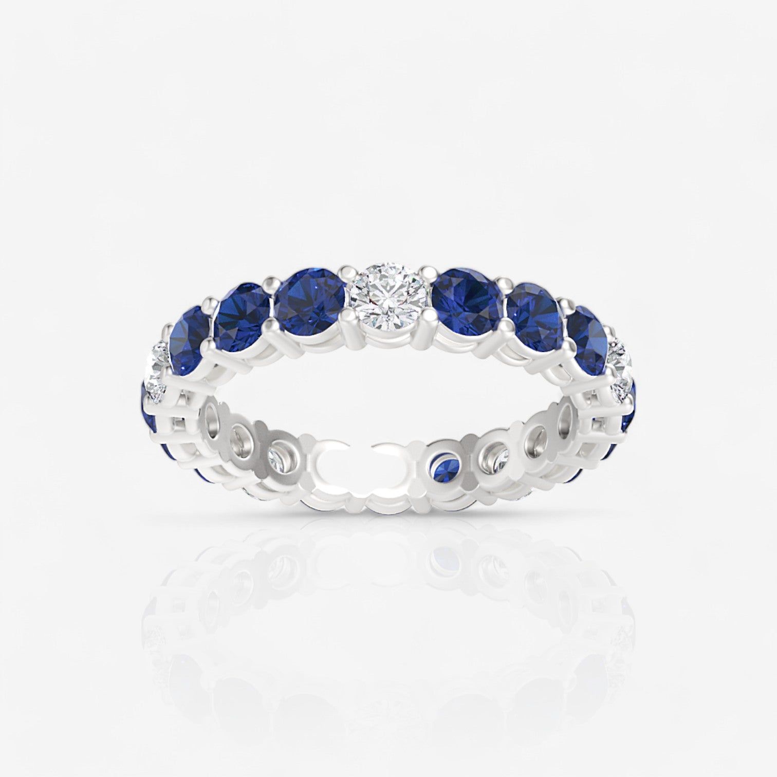 Blue Sapphire & Diamond Eternity Band
