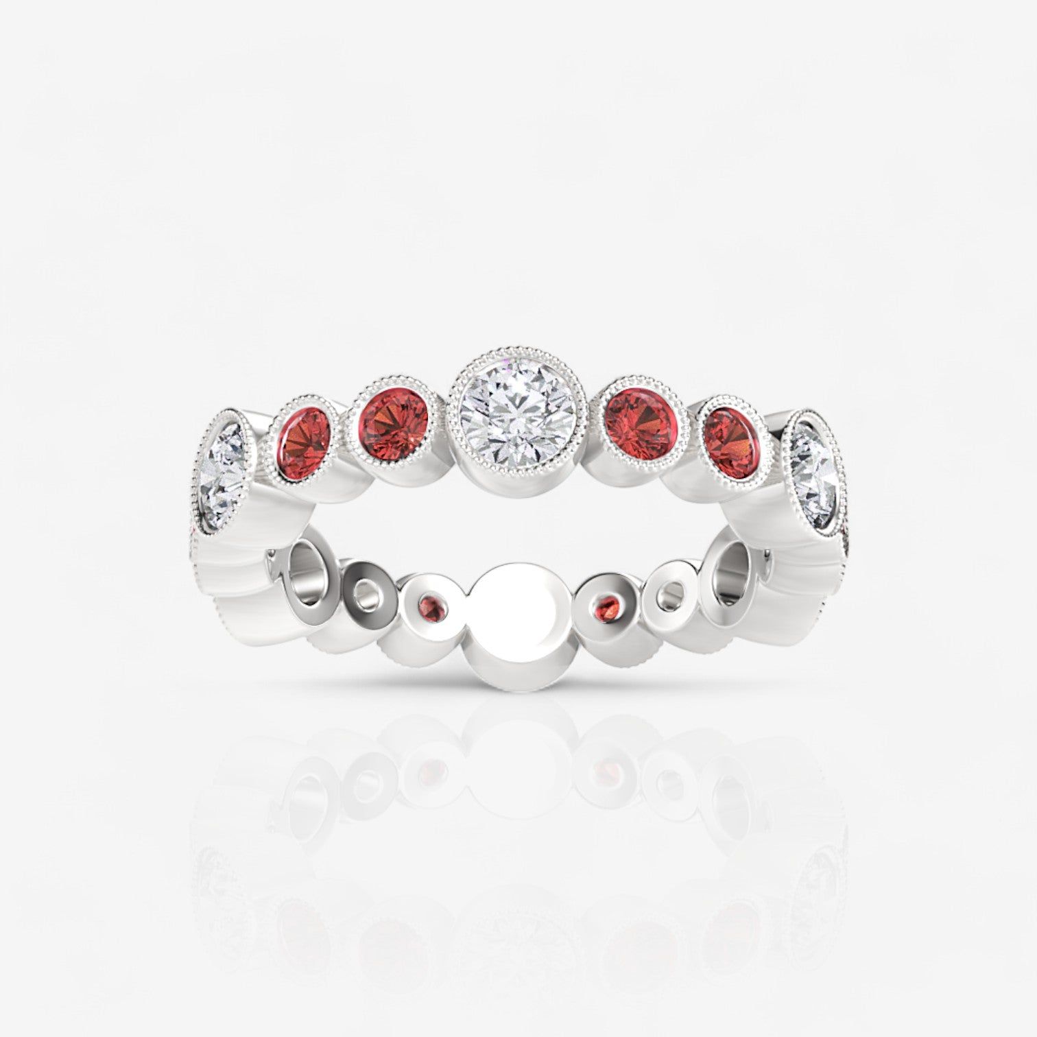 Alternating Ruby & Diamond Bezel Set Eternity Band
