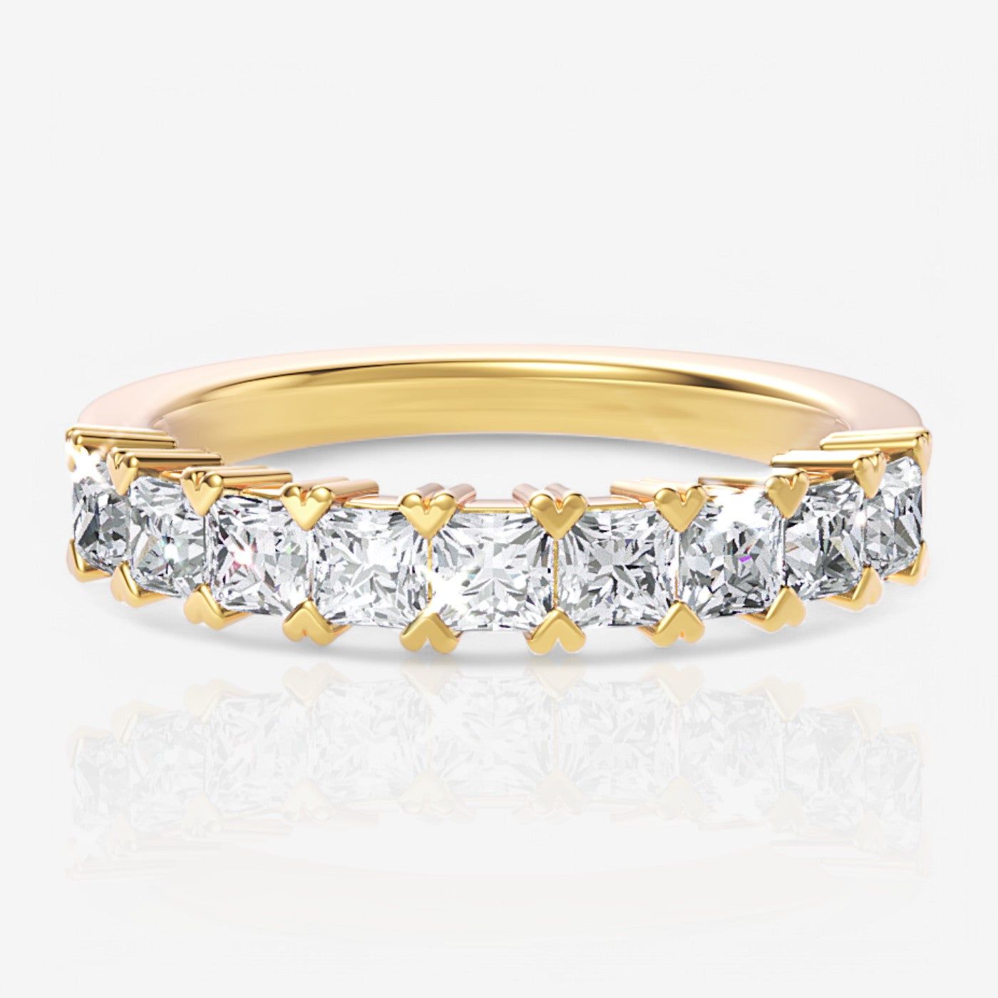 Nine-Stone Princess Lab Diamond Wedding Ring
