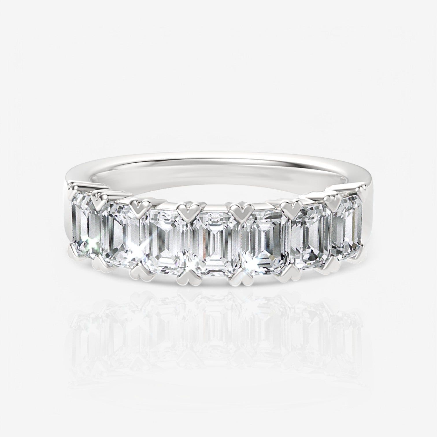 Nine-Stone Emerald Lab Diamond Wedding Ring