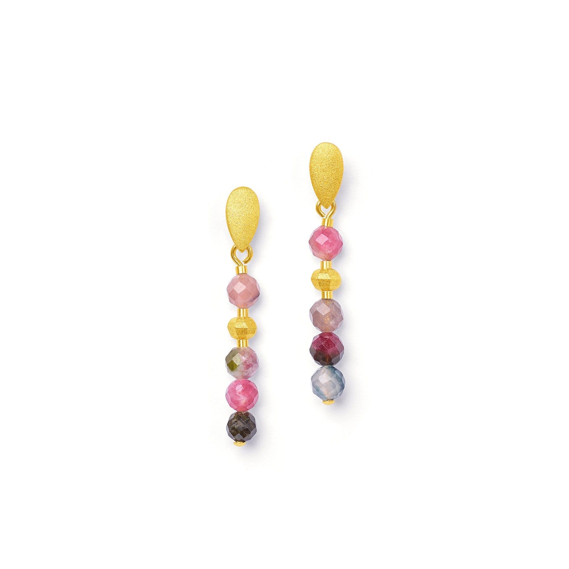 Bernd Wolf 24kt Gold Plated Lampa Colorful Tourmaline Drop Earrings